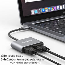 Load image into Gallery viewer, USB C to HDMI VGA Adapter, Type C Hub Thunderbolt 3 to Dual VGA HDMI Adapter, Compatible with MacBook, MacBook Pro/air, Dell XPS 13/15, Chromebook, Galaxy S9/S8, Surface Pro