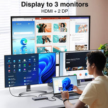 Load image into Gallery viewer, USB C Docking Station, Dual DisplayPort and HDMI Triple Display 3 Monitors, 14 in 1 Hub with HDMI and 2 DP, 100W PD Charging, 2 USB-C (10 Gbps),3 USB 3.0 (5 Gbps),Ethernet, SD, Audio for Windows, Mac