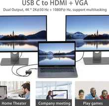 Load image into Gallery viewer, USB C to HDMI VGA Adapter, Type C Hub Thunderbolt 3 to Dual VGA HDMI Adapter, Compatible with MacBook, MacBook Pro/air, Dell XPS 13/15, Chromebook, Galaxy S9/S8, Surface Pro