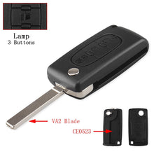 Load image into Gallery viewer, KEYYOU For Citroen C2 C3 C4 C5 C6 C8 3 Buttons Flip Remote Car Key Case Cover Shell Fob VA2 Blade CE0523