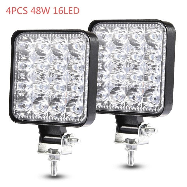 48W Work Light 30 Degree LED Car Spot light Beam Square Off-road Lamp Light Fog Lighting Exterior For Jeep Boat/SUV/Truck