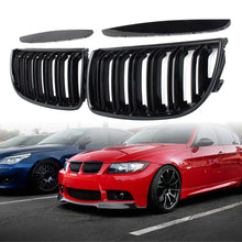 Load image into Gallery viewer, 4PC/SET Pair Car Matt Gloss Black M style Front Kidney Double Slat Grille Set For BMW E90 E91 2005 2006 2007 2008 Racing Grills