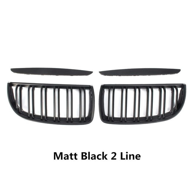 4PC/SET Pair Car Matt Gloss Black M style Front Kidney Double Slat Grille Set For BMW E90 E91 2005 2006 2007 2008 Racing Grills