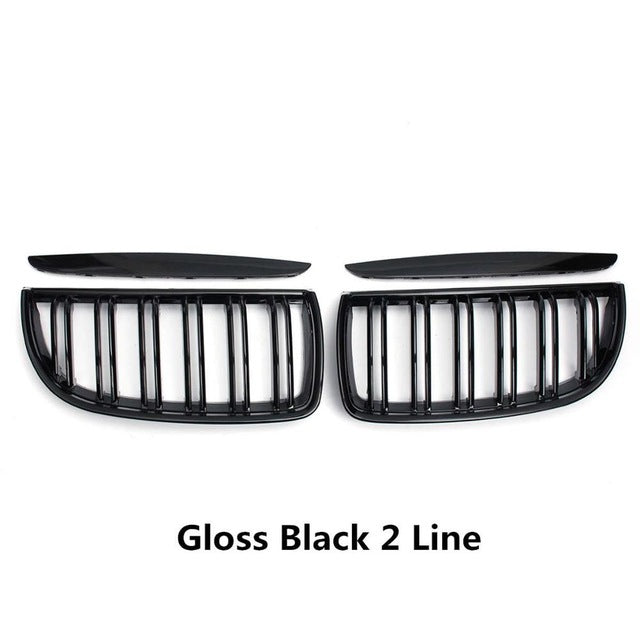 4PC/SET Pair Car Matt Gloss Black M style Front Kidney Double Slat Grille Set For BMW E90 E91 2005 2006 2007 2008 Racing Grills