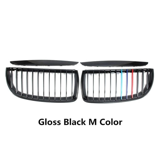 4PC/SET Pair Car Matt Gloss Black M style Front Kidney Double Slat Grille Set For BMW E90 E91 2005 2006 2007 2008 Racing Grills