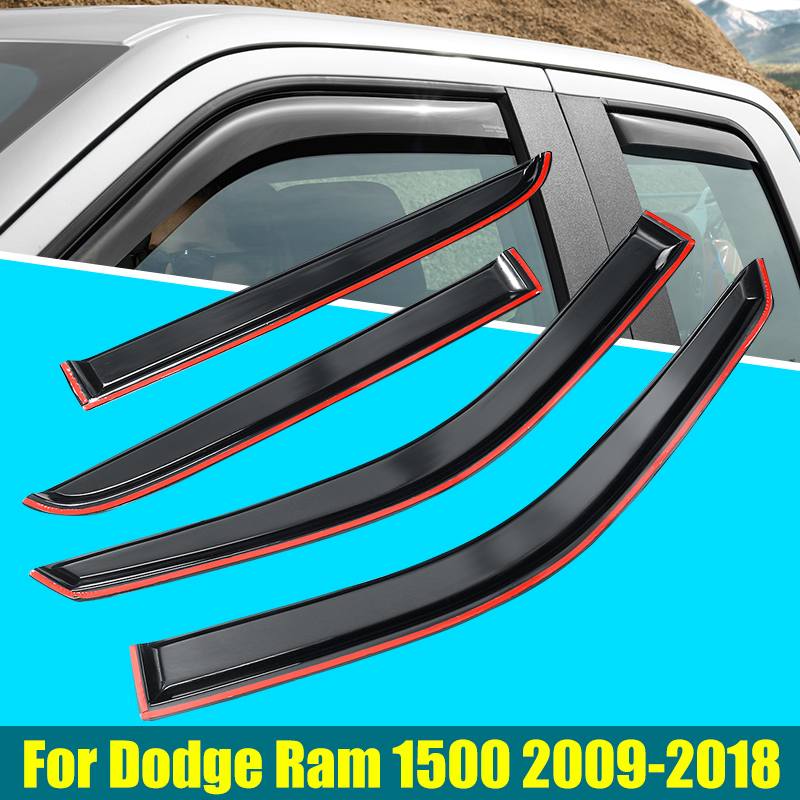 4PCS/Set Car Weathershields Window Visor For Dodge Ram 1500 2500 3500 09-18 EJ Deflector Rain Guard