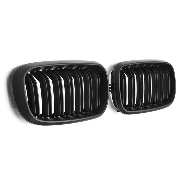 2Pcs Gloss/ Black Car 2 Slat Line Kidney Grille for BMW F15 F16 X5 X6 2014 2015 2016 2017 Car Styling Front Bumper Racing Grille