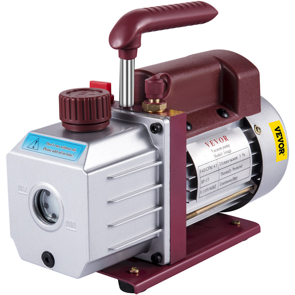 4.5 CFM Single-Stage Rotary Vacuum Pump HVAC/Auto AC 4.5CFM 1/3HP 1/2"ACME inlet