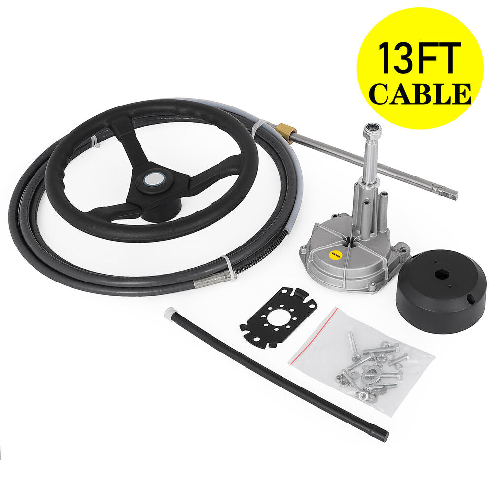 13 Feet Boat Rotary Steering System Outboard Kit SS13713 Marine With 13.5" Wheel