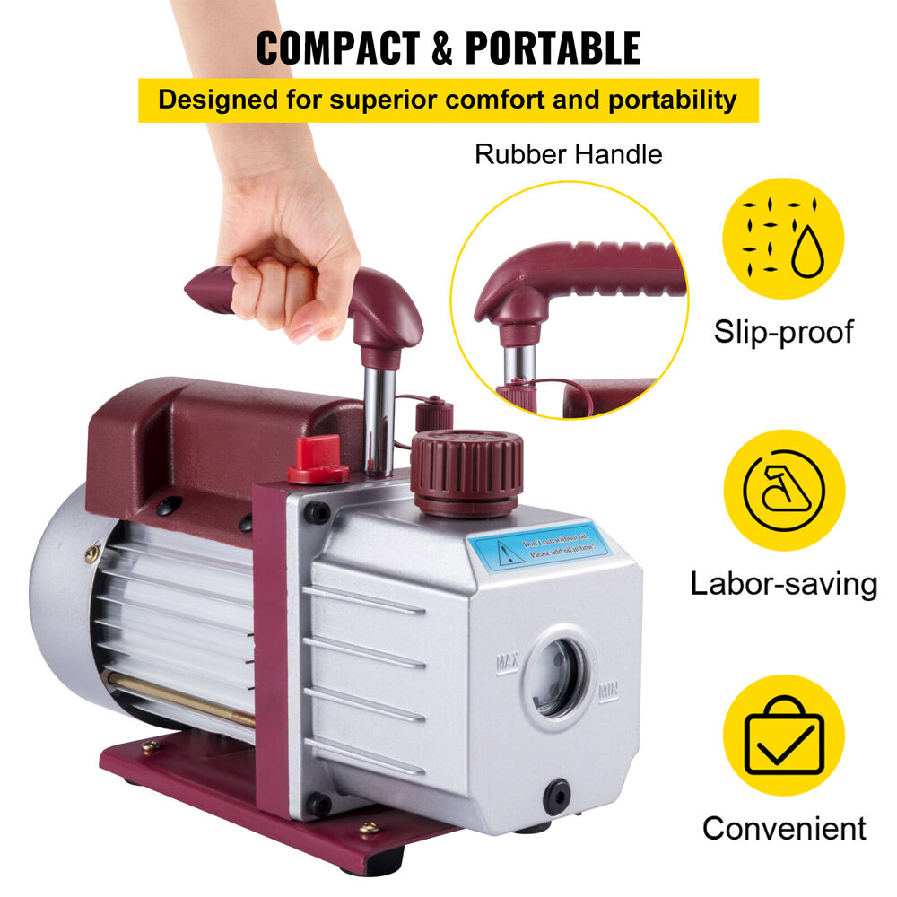 4.5 CFM Single-Stage Rotary Vacuum Pump HVAC/Auto AC 4.5CFM 1/3HP 1/2"ACME inlet