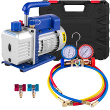 Load image into Gallery viewer, 3 CFM Vacuum Pump Manifold Gauge Set HVAC + R134a Air Conditioner Repair Combo