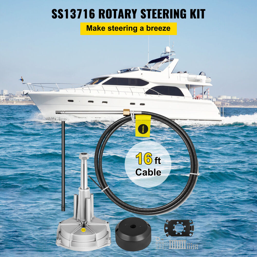 16ft SS13716 Marine Cable Rotary Steering System Safe-T QC Complete Outboard Kit