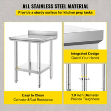 Load image into Gallery viewer, 24&quot;x24&quot;x34.6&quot; Stainless Steel Work Table Restaurant Kitchen Food Prep Commercial