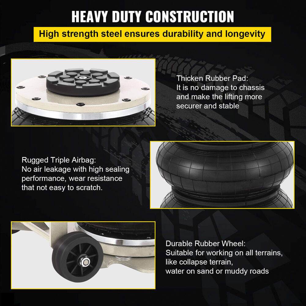 Triple Bag Air Jack Pneumatic Jack 6600LBS Compressed Air Quick Lift 3 Ton