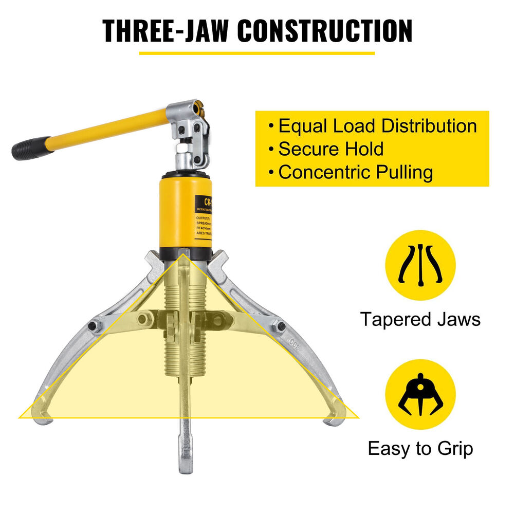 10 Ton Hydraulic Gear Wheel Bearing Puller Separator Tool 3 Jaws With Box