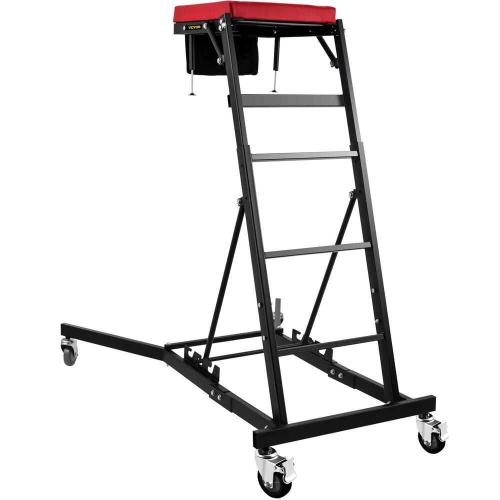 400Lbs Foldable Topside Creeper Adjustable Height Movable Ladder With 4 Wheels