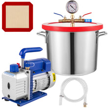 Load image into Gallery viewer, 4 CFM Vacuum Pump 2 Gallon Vacuum Chamber Degassing Kit 1/3HP Single Stage