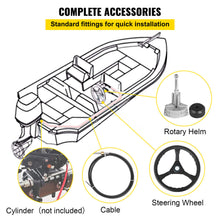 Load image into Gallery viewer, 12 Feet Boat Rotary Steering System Outboard Kit SS13712 Marine With 13.5&quot; Wheel