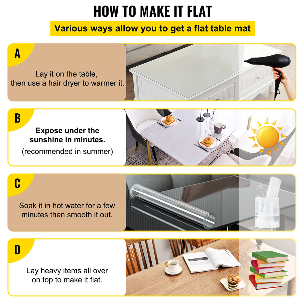 42" X 84" PVC Tablecloth Protector Cover Waterproof Clear Fitted Plastic Desk