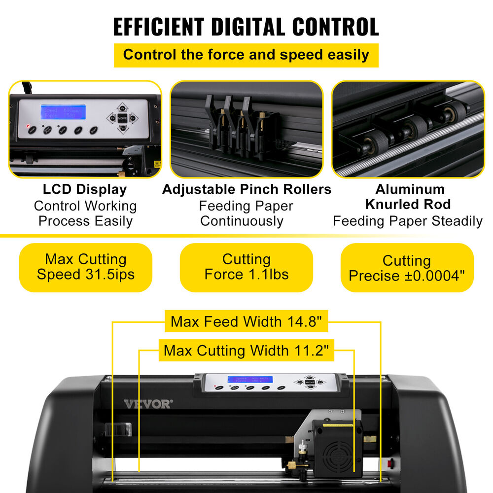 14" Vinyl Cutter Plotter Machine Signcut Software for Mac Windows LCD Display