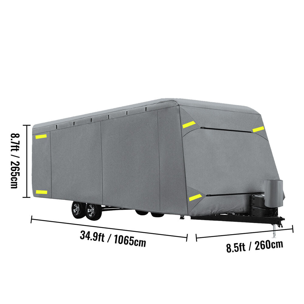 Travel Trailer RV Cover Waterproof Anti-UV Non-Woven Fabric For 14'-38' Camper