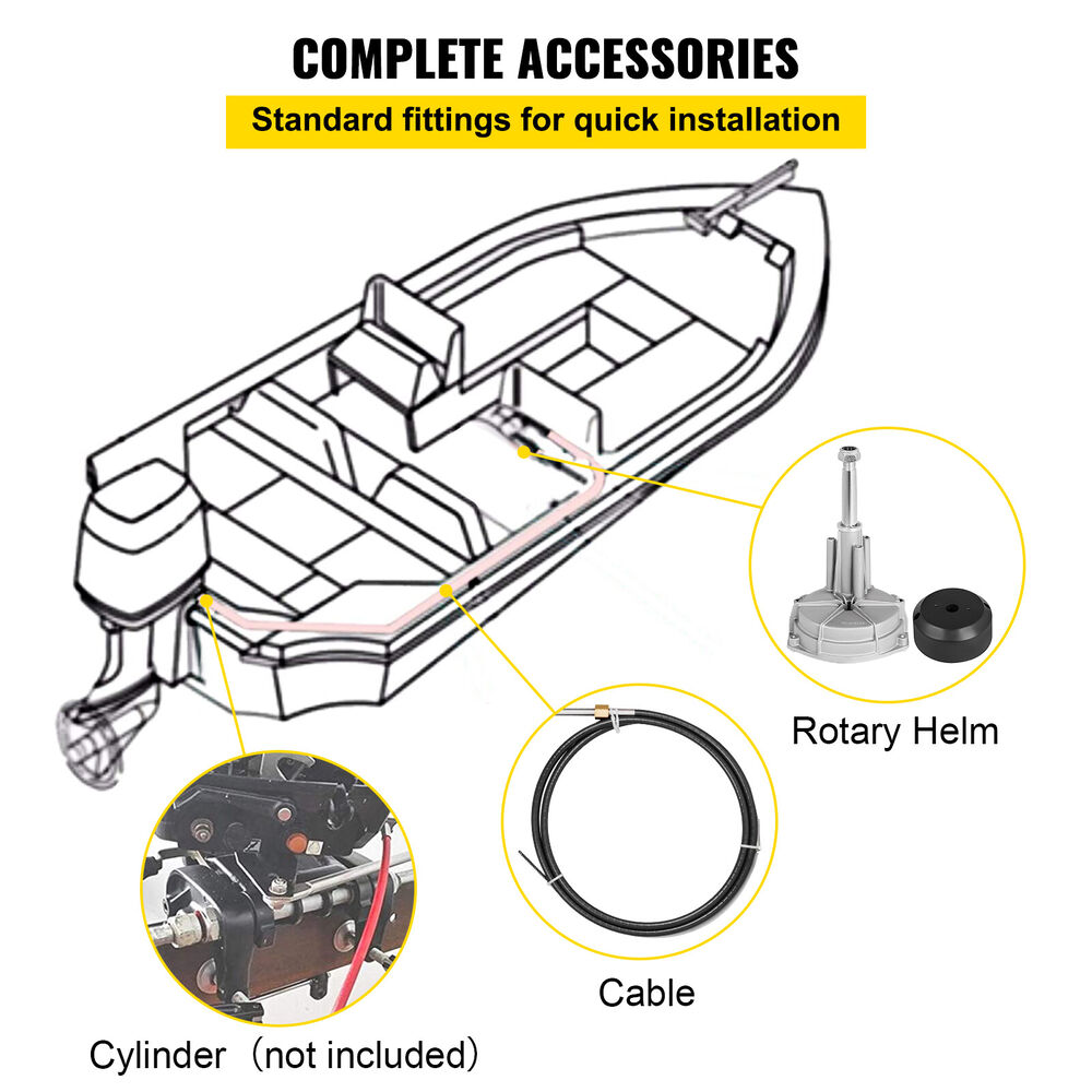 12 Feet Boat Rotary Steering System Outboard Kit With 12Ft SS13712 Marine Cable