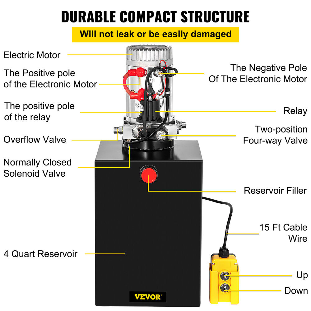 20 Quart Single Acting Hydraulic Pump Dump Trailer Remote Unit Pack Crane