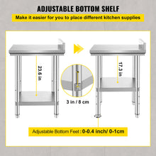 Load image into Gallery viewer, 24&quot;x24&quot;x34.6&quot; Stainless Steel Work Table Restaurant Kitchen Food Prep Commercial