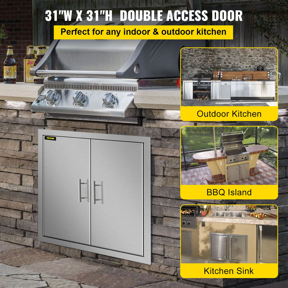 31" x 31" BBQ Access Island Double Door Outdoor Kitchen Stainless Steel Cabinet