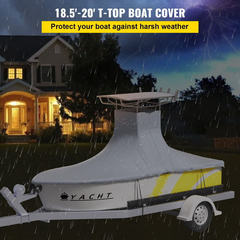 18-20FT 600D Heavy Duty Center Console T-Top Roof Boat Cover Waterproof Storage