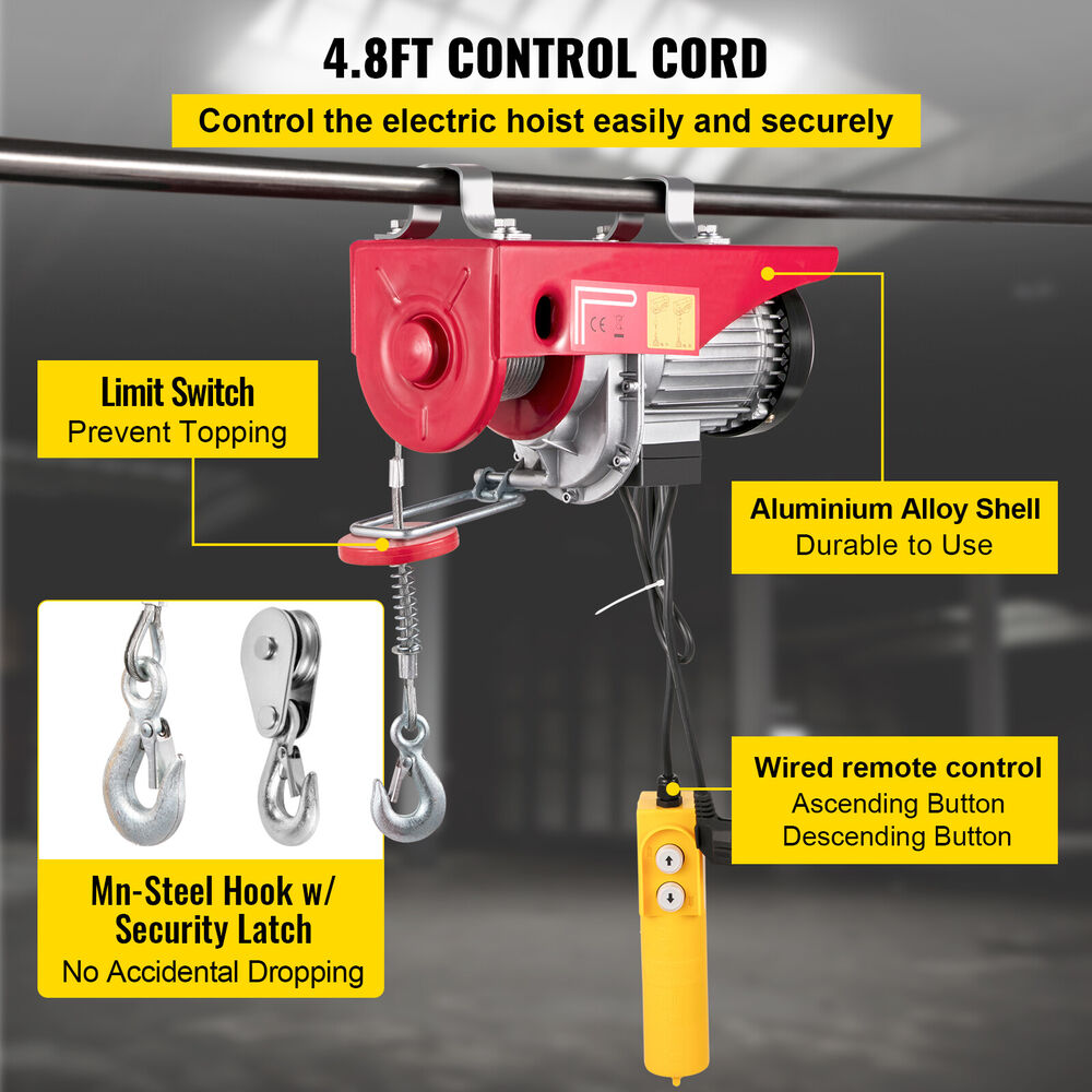 2000 LB Electric Hoist Winch Hoist Crane Lift 110V Industrial Automatic 900kg