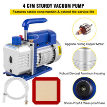 Load image into Gallery viewer, 4 CFM Vacuum Pump 2 Gallon Vacuum Chamber Degassing Kit 1/3HP Single Stage