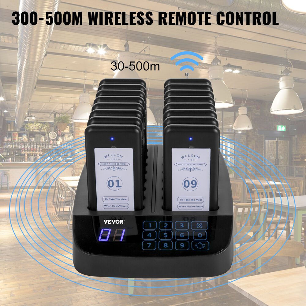 TD157 Restaurant Wireless Paging System Guest Queuing 16 Pager Clinic Food Truck