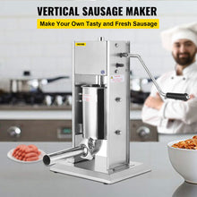 Load image into Gallery viewer, 15L Vertical Sausage Stuffer 33Lbs 2 Speed Stainless Steel Meat Press Commercial