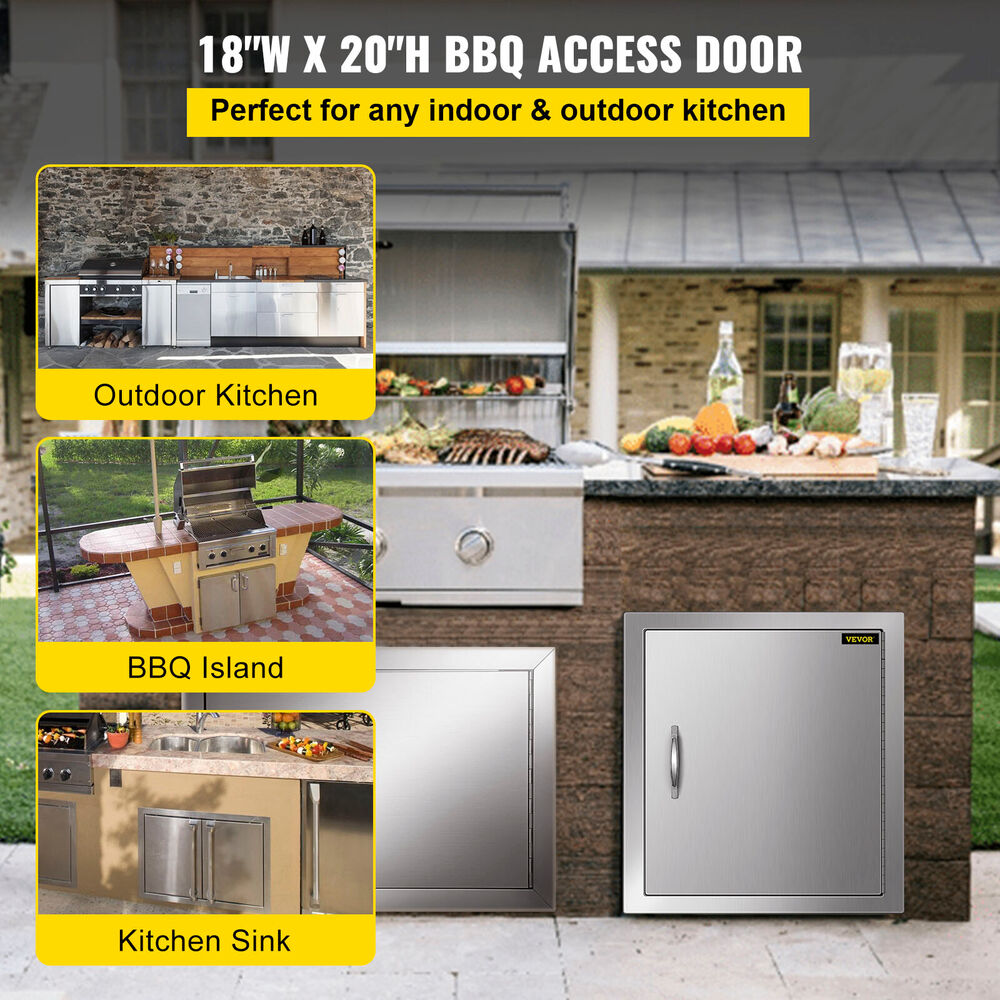 304 Stainless Steel 20 x 18 Single Access Door for Outdoor Kitchen BBQ Island