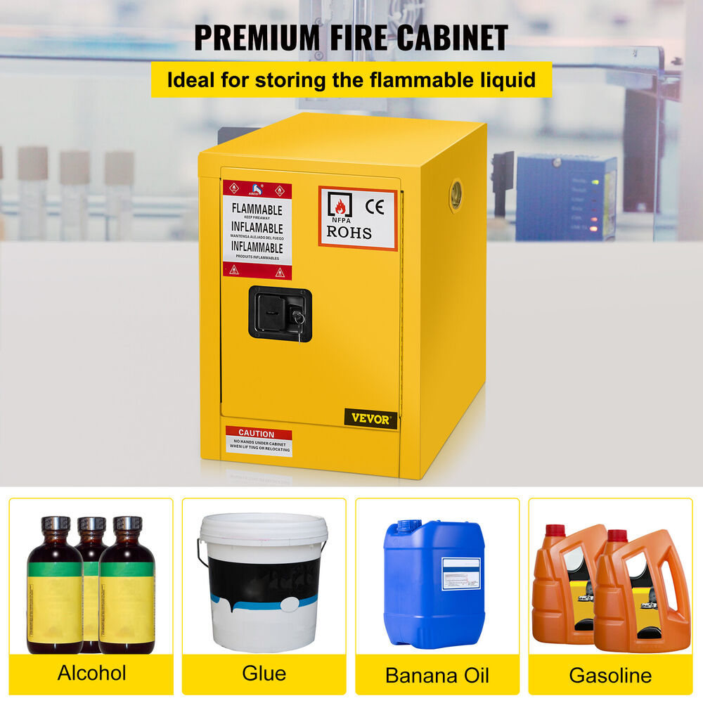 12 Gallon Safety Storage Cabinet Welded Fireproof Bin for Flammable Liquid -ROHS