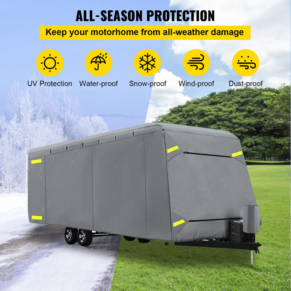 RV Cover Travel Trailer Waterproof Anti-UV Non-Woven Fabric For 30'-33' Camper