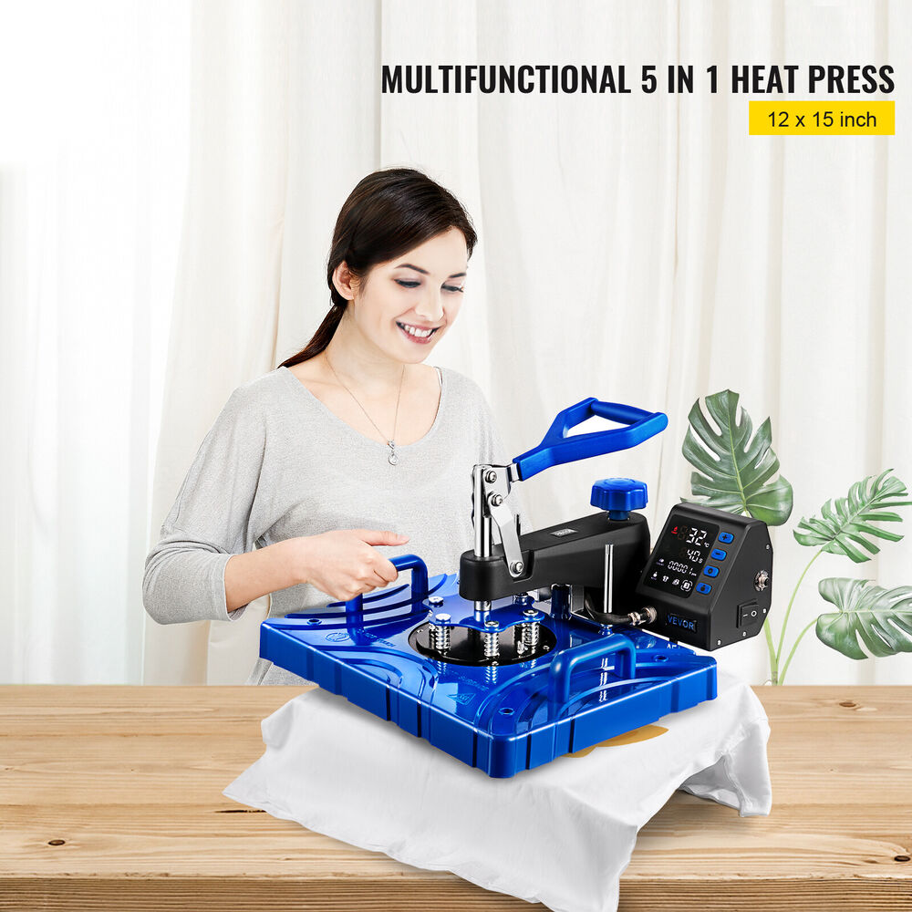 5 in 1 Heat Press 12"X15" Swing Away T-Shirts Mug Plate Transfer Machine 800W