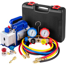 Load image into Gallery viewer, 4.8 CFM Vacuum Pump Manifold Gauge Set Combo HVAC + R134a R410a R22 Refrigerant