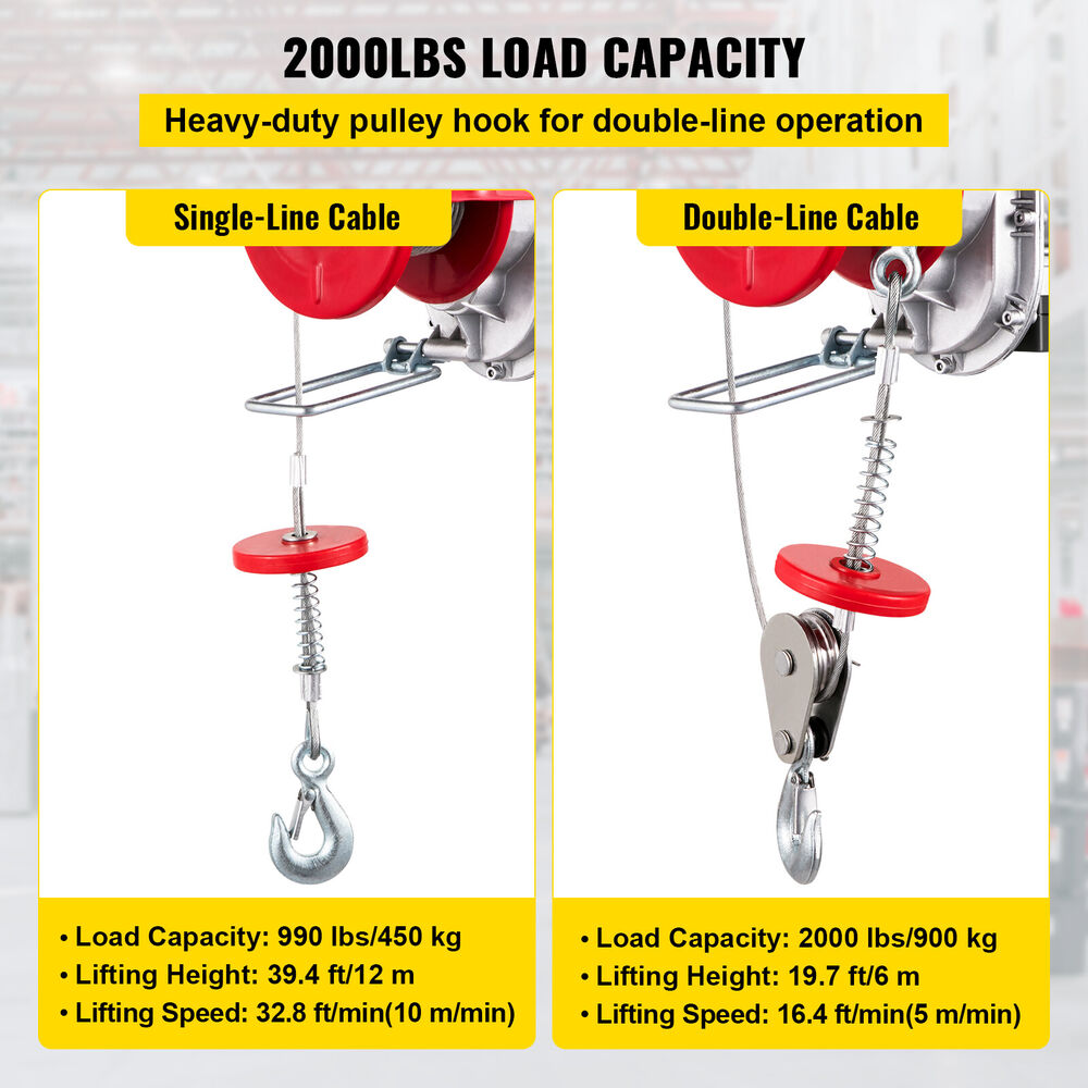 2000 LB Electric Hoist Winch Hoist Crane Lift 110V Industrial Automatic 900kg