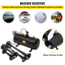 Load image into Gallery viewer, OEM Use 4-Trumpet Train Air Horn Kit 150PSI Air System 12V Air Compressor Truck