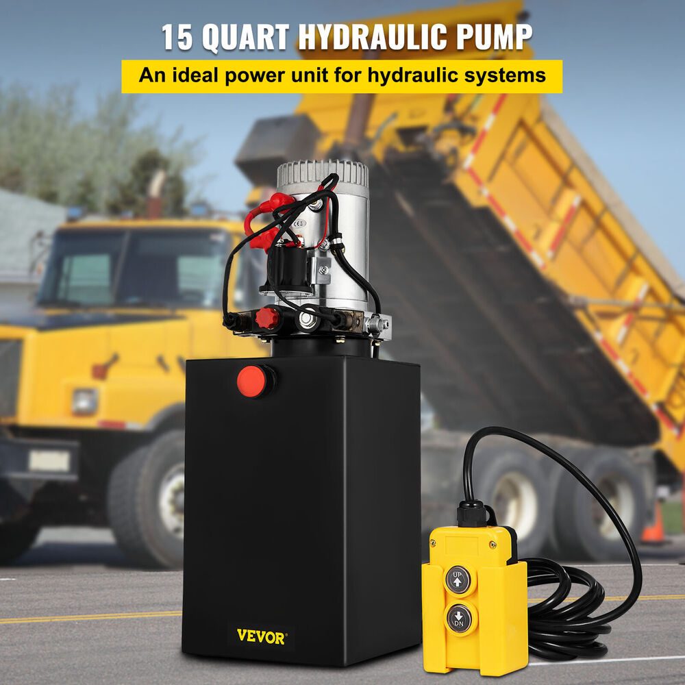 15 Quart Double Acting Hydraulic Pump Dump Trailer 12V Unit Pack Power Unit