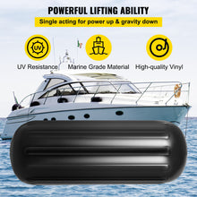 Load image into Gallery viewer, 4 NEW Ribbed Boat Fenders 10&quot; x 28&quot; Black Center Hole Bumpers Mooring Protection