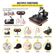 Load image into Gallery viewer, 15&quot;x15&quot; 8IN1 Combo T-Shirt Heat Press Machine DIY Printer Baseball Hat Digital