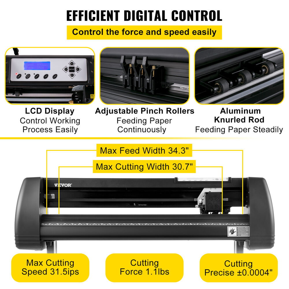 34" Vinyl Cutter Plotter Machine Signcut Software for Mac Windows LCD Display