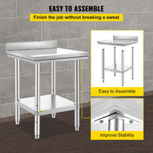 Load image into Gallery viewer, 24&quot;x24&quot;x34.6&quot; Stainless Steel Work Table Restaurant Kitchen Food Prep Commercial