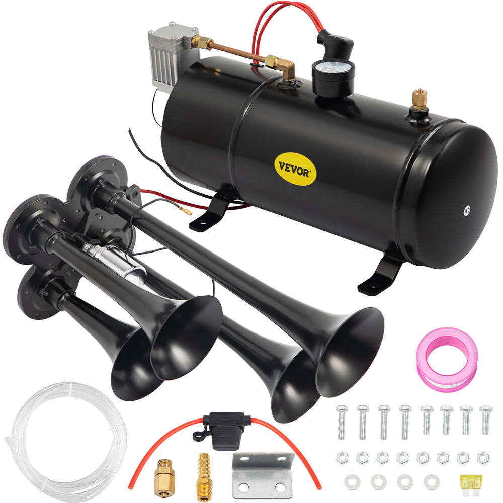 OEM Use 4-Trumpet Train Air Horn Kit 150PSI Air System 12V Air Compressor Truck