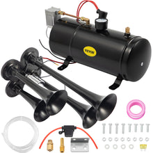 Load image into Gallery viewer, OEM Use 4-Trumpet Train Air Horn Kit 150PSI Air System 12V Air Compressor Truck