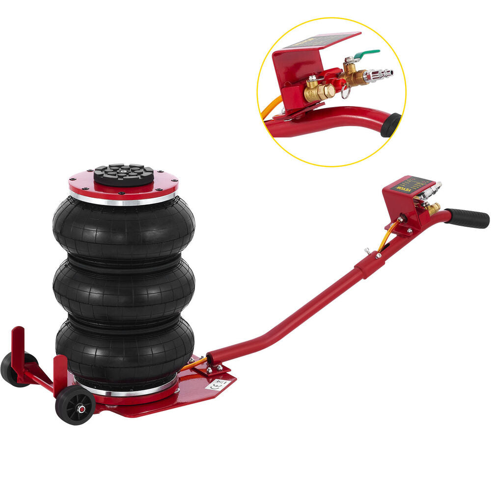 Triple Bag Air Jack 3 Ton 6600 lbs Red Pneumatic Jack Car Lift 16" Compressed