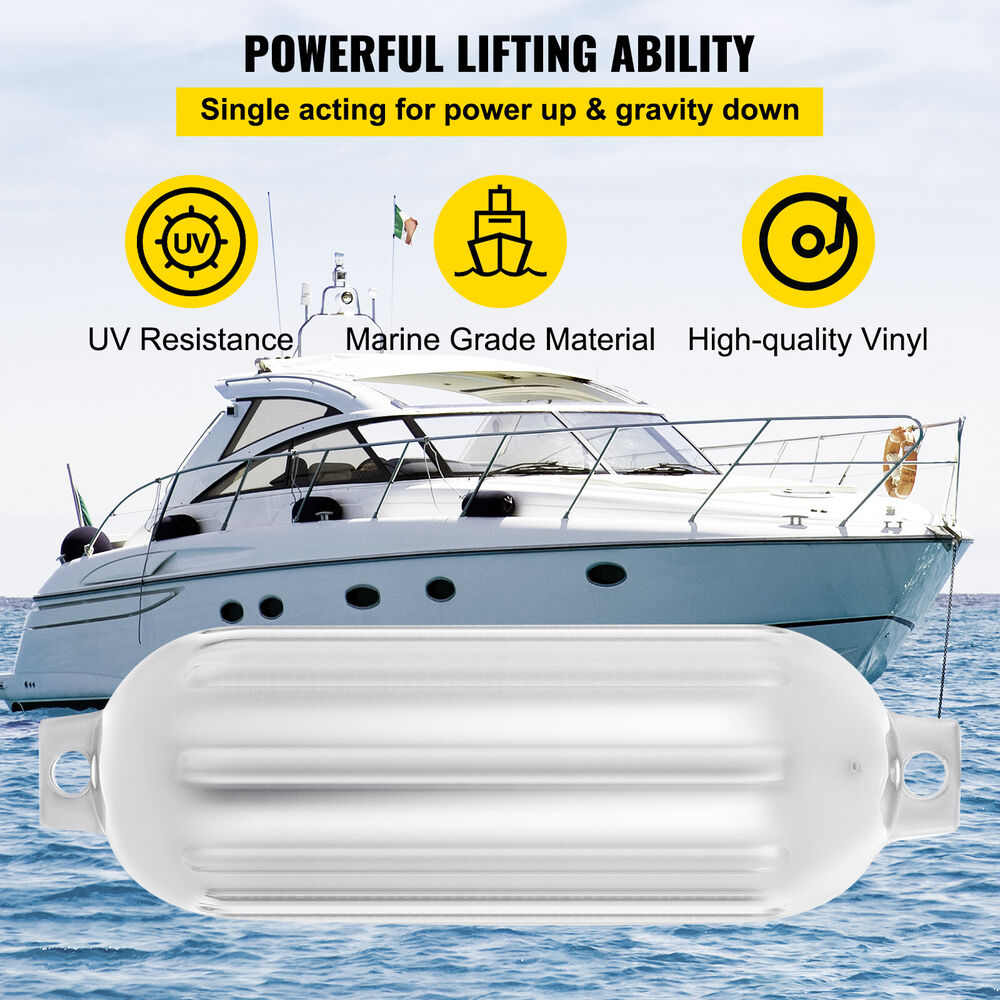 4 Ribbed Marine 8.5" X 27" Boat Fender Vinyl White Protection Buoys Bumper